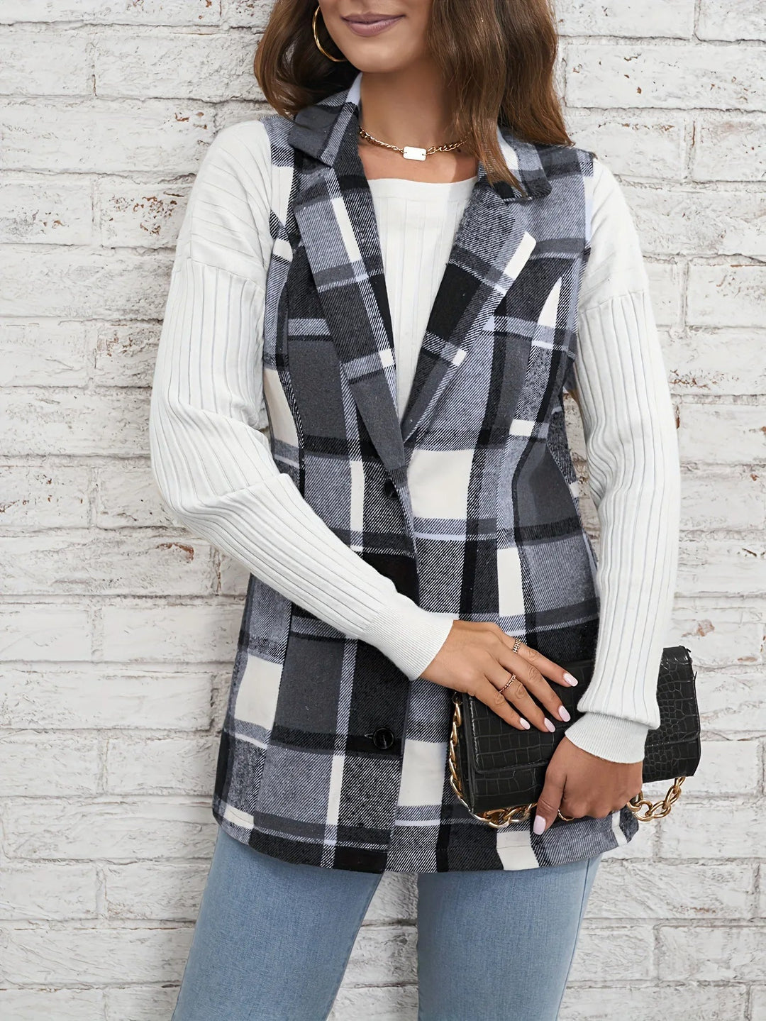 Drunelle | Elegant Tailored Check Waistcoat