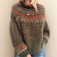 Pedrini | Women's Retro Wave Pattern Turtleneck Knit Sweater