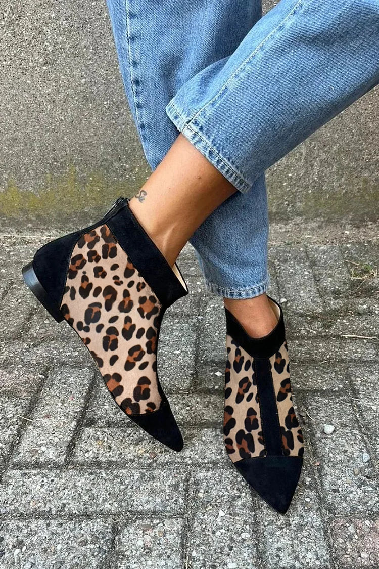 Lunaria | Stylische Stiefeletten mit Leopardenmuster und spitzer Zehenpartie für Damen