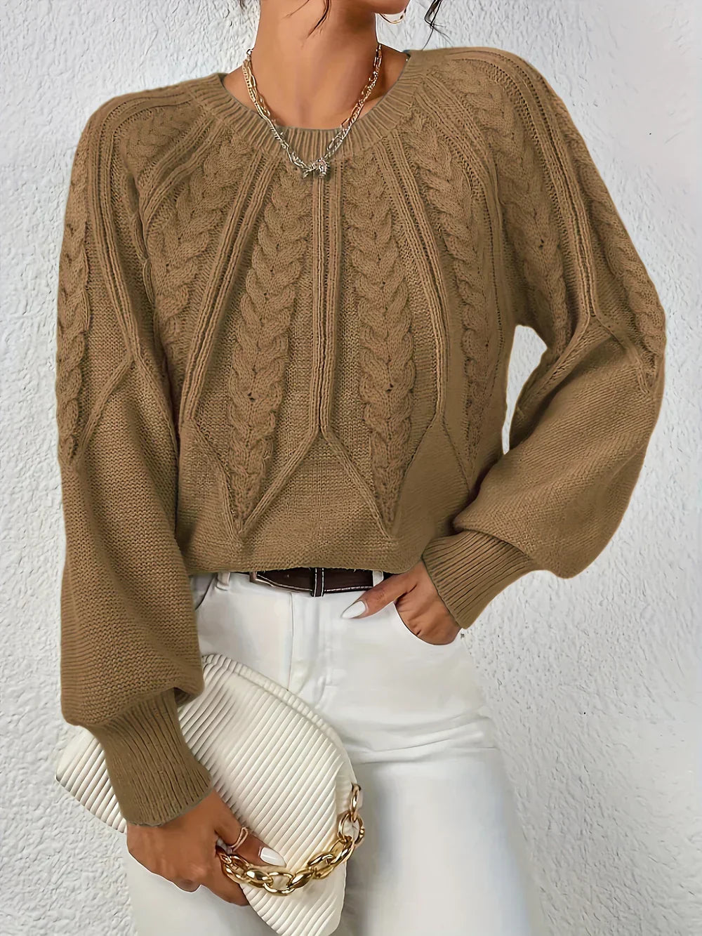 Aurielle | Elegante maglione da donna a trecce traforate