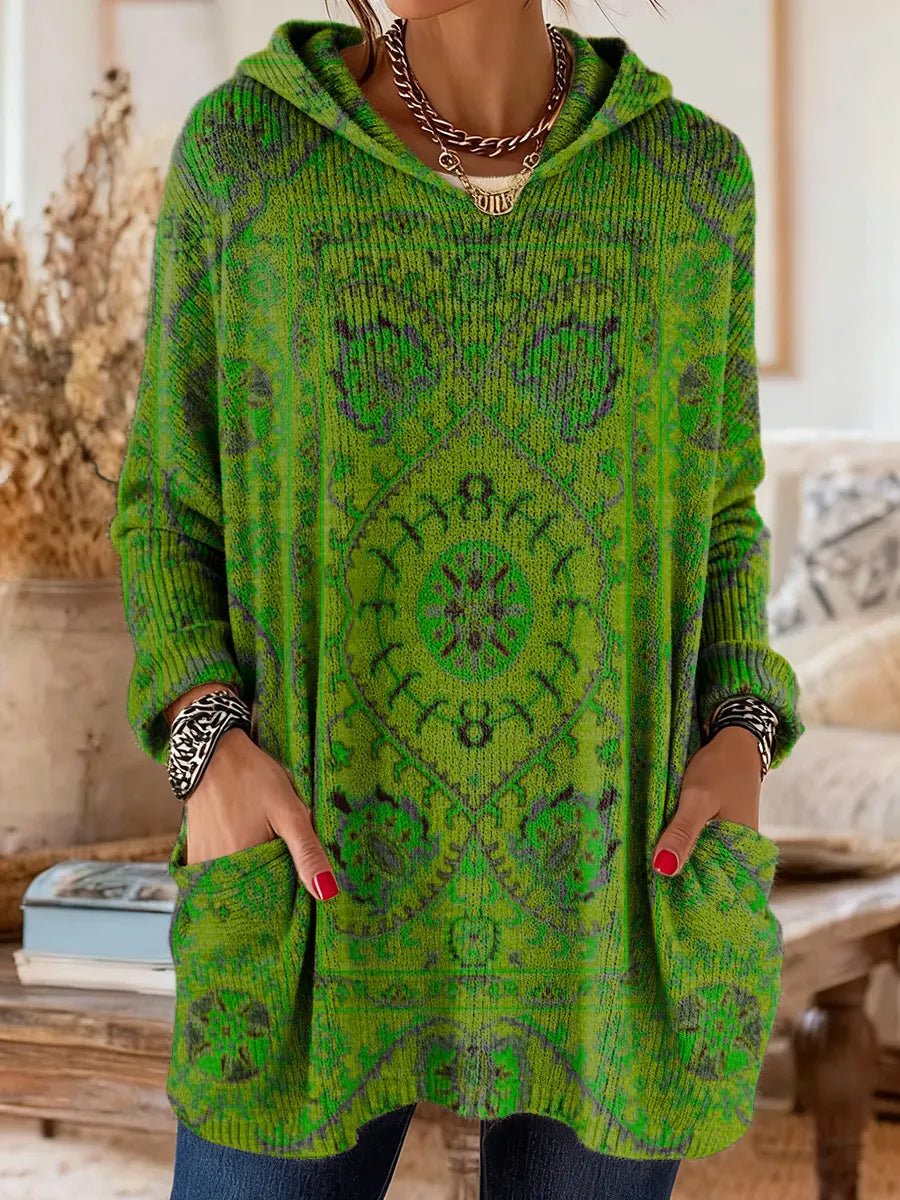 Vivante | Hooded Tunic – Vintage-Inspired Ethnic Print for Women