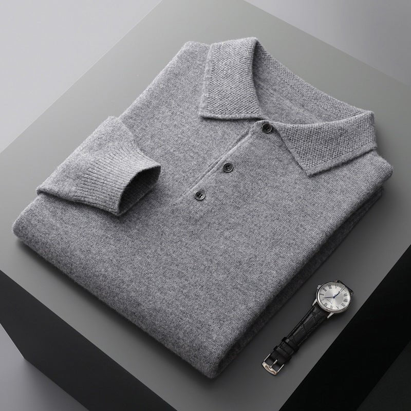 Eldridge | Maglione polo in cotone lavorato a maglia a maniche lunghe
