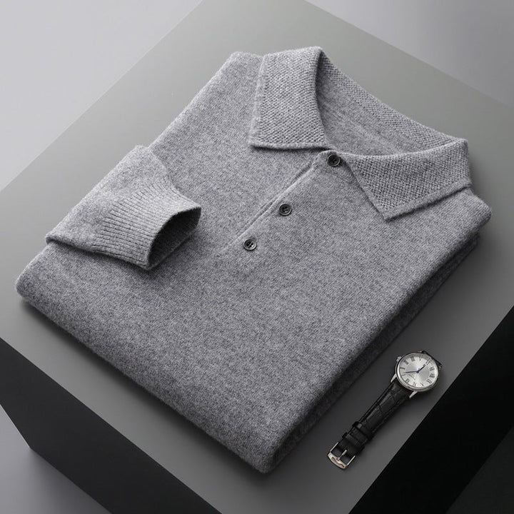 Eldridge | Maglione polo in cotone lavorato a maglia a maniche lunghe