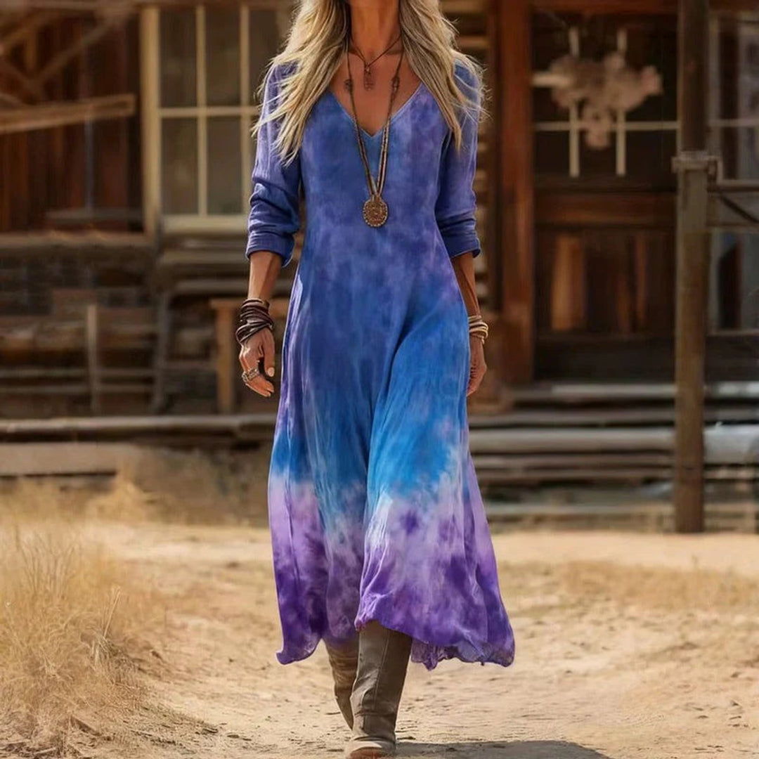 Elowen | Women's Relaxed Flowing V-Neck Boho Maxi Dress