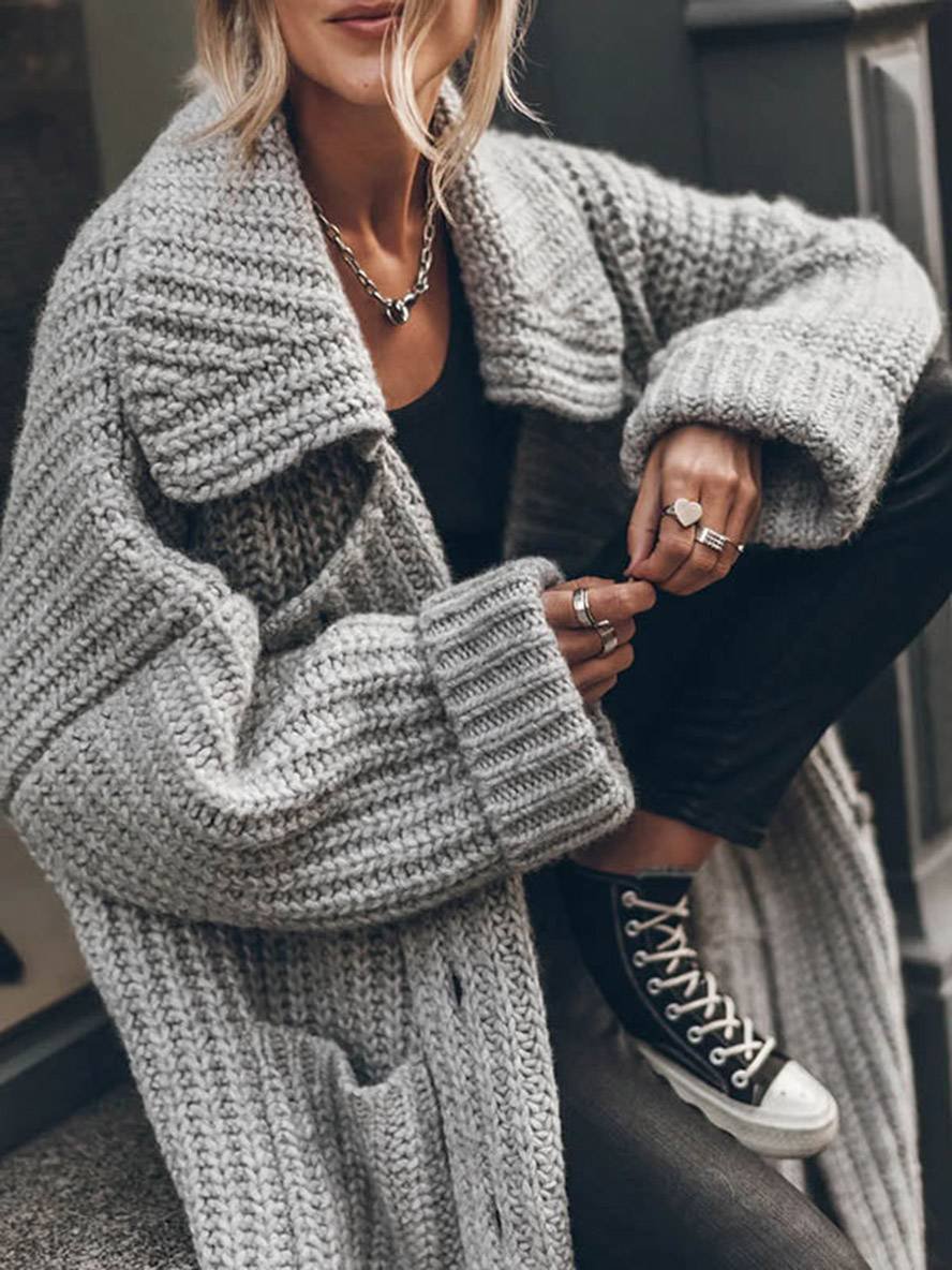 Marielle | Grob gerippter Longline-Cardigan