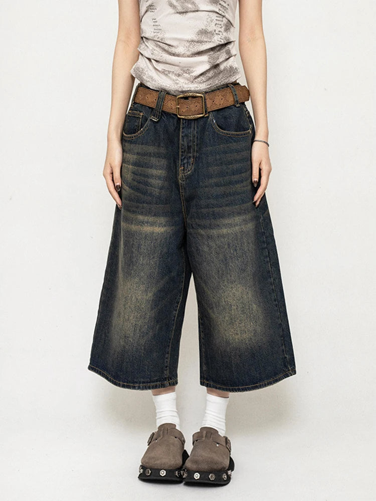 Illyra | High-Waisted Wide Leg Denim Culottes