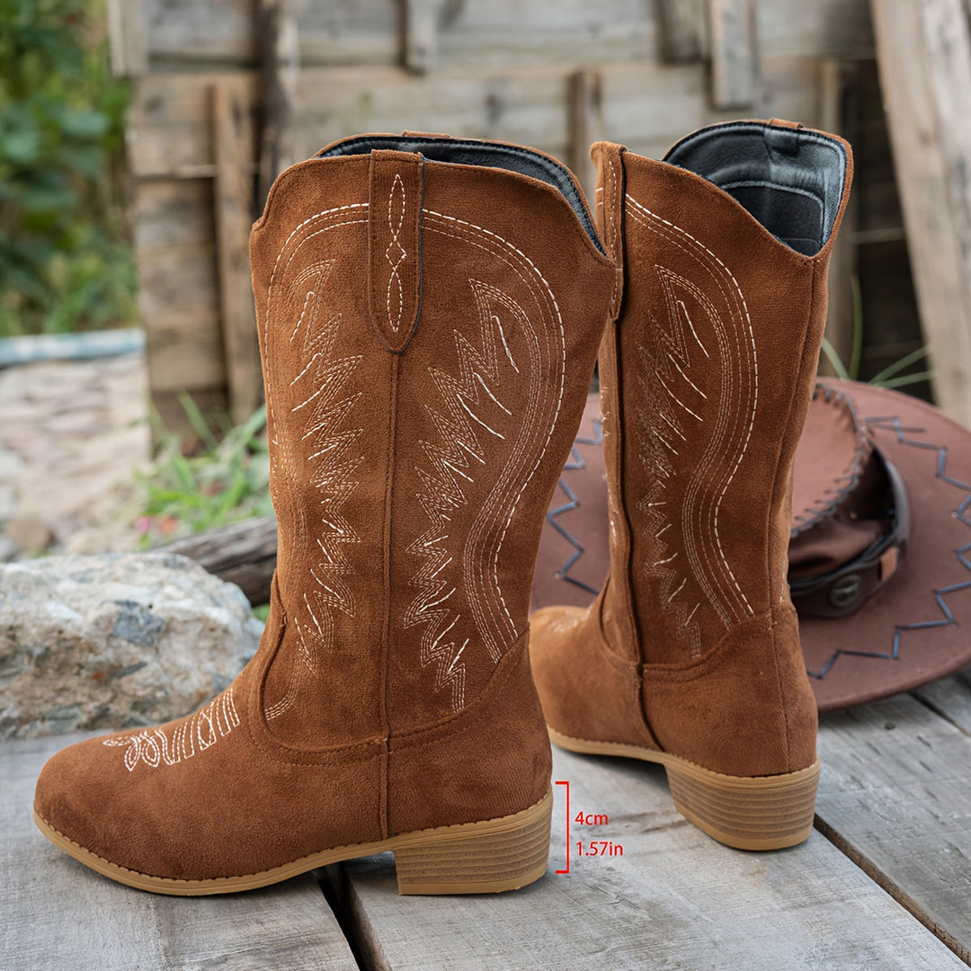 Céleste | Klassische Western-Cowboystiefel mit weitem Schaft für Damen