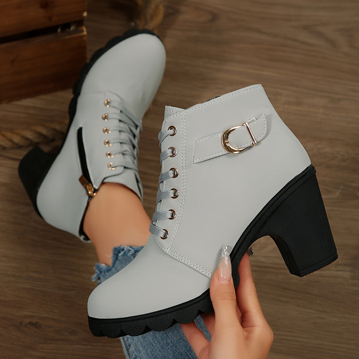 Nyxelle | Stylische Schnürstiefeletten mit Blockabsatz für Damen