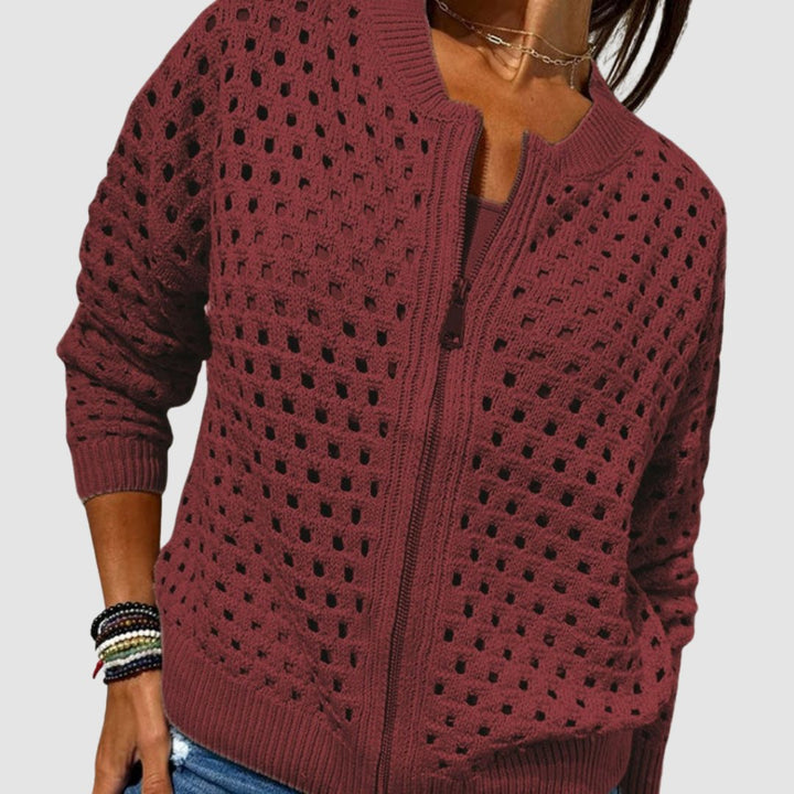 Aveline | Hohlgestrickter Reißverschluss-Cardigan
