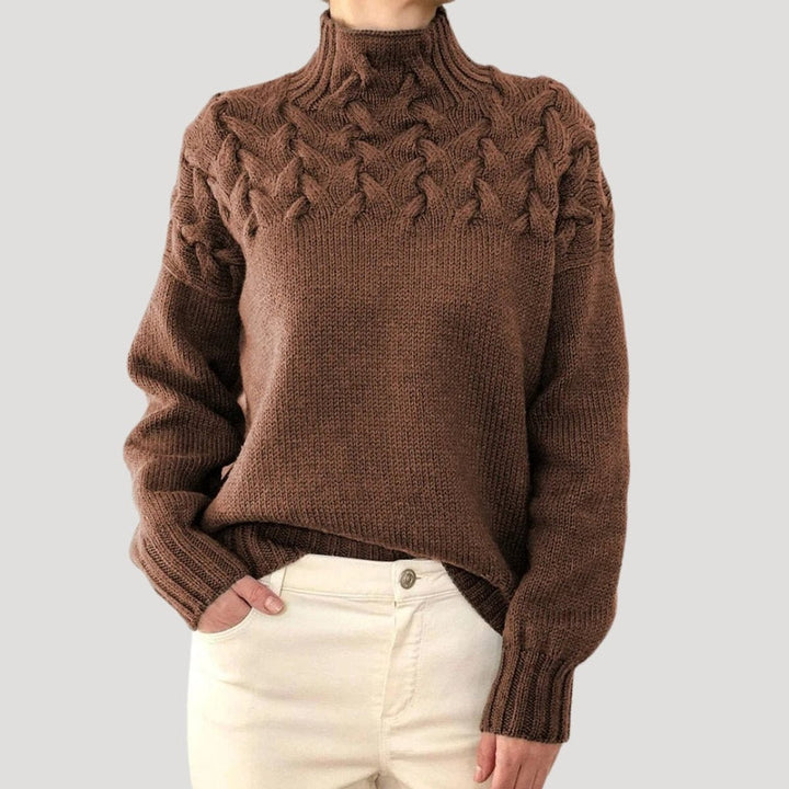 Sophie | Cable Knit Sweater with Roll Neck for Women