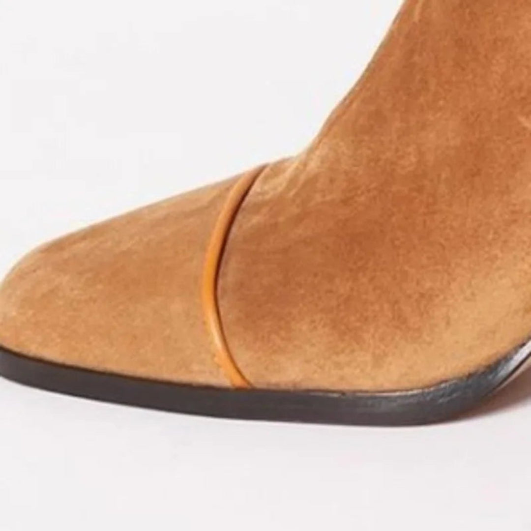 Velmira | Markante Ankle Boots für Damen aus Veloursleder mit Leopardenmuster an der Zehenpartie