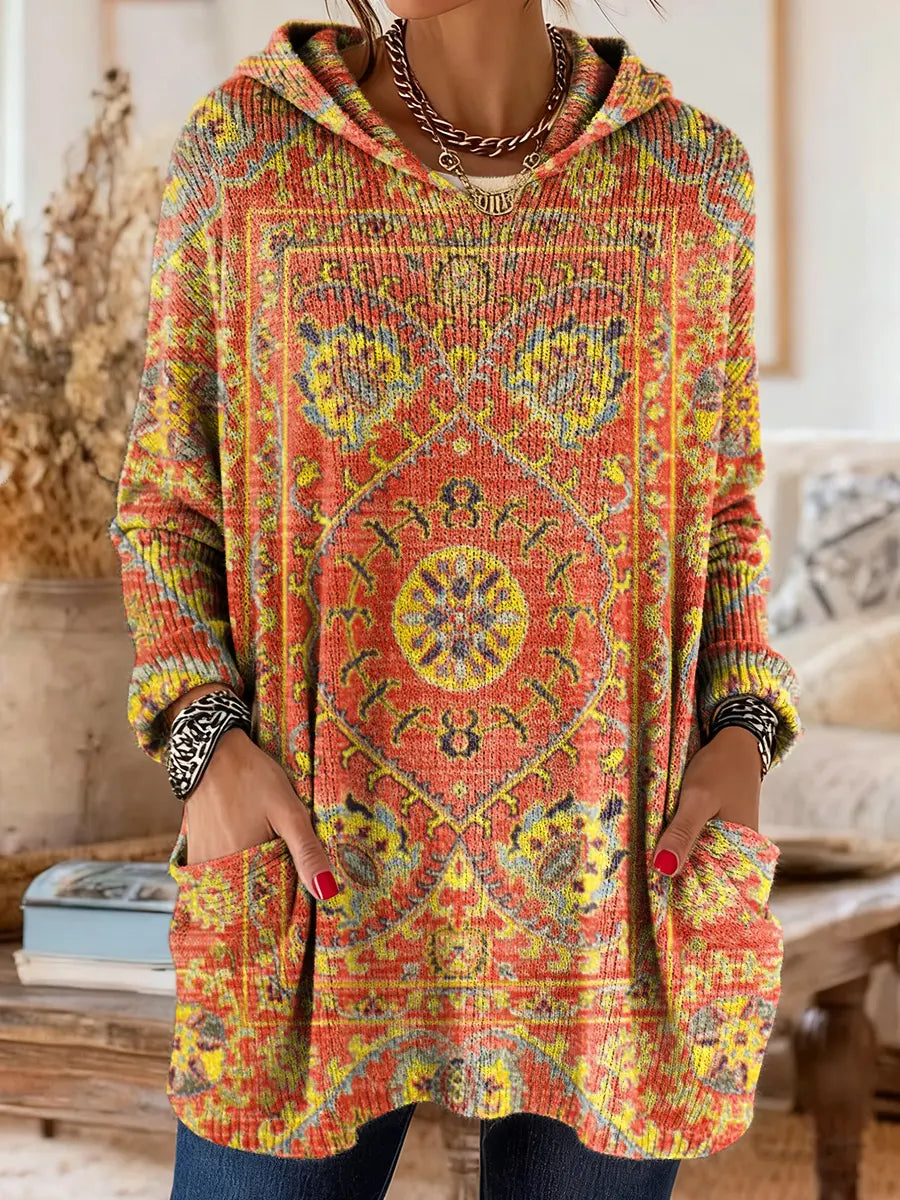 Vivante | Hooded Tunic – Vintage-Inspired Ethnic Print for Women