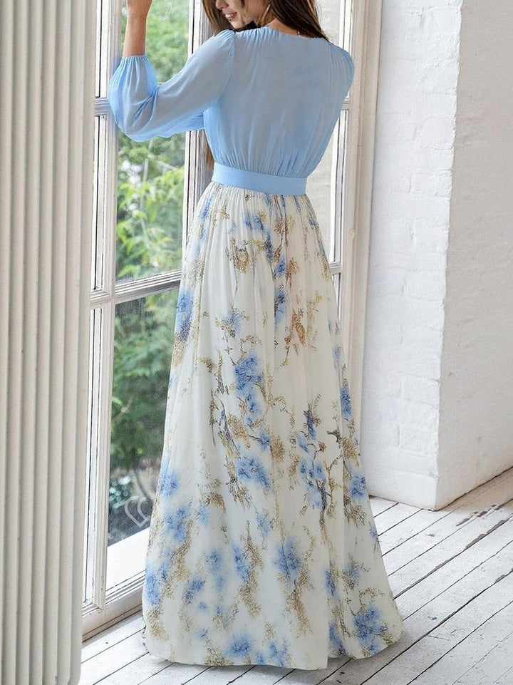 Celestine | Women's Deep V-Neck Floral Chiffon Maxi Dress