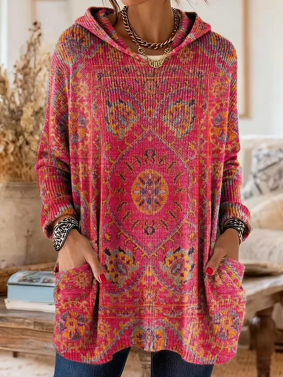 Vivante | Hooded Tunic – Vintage-Inspired Ethnic Print for Women