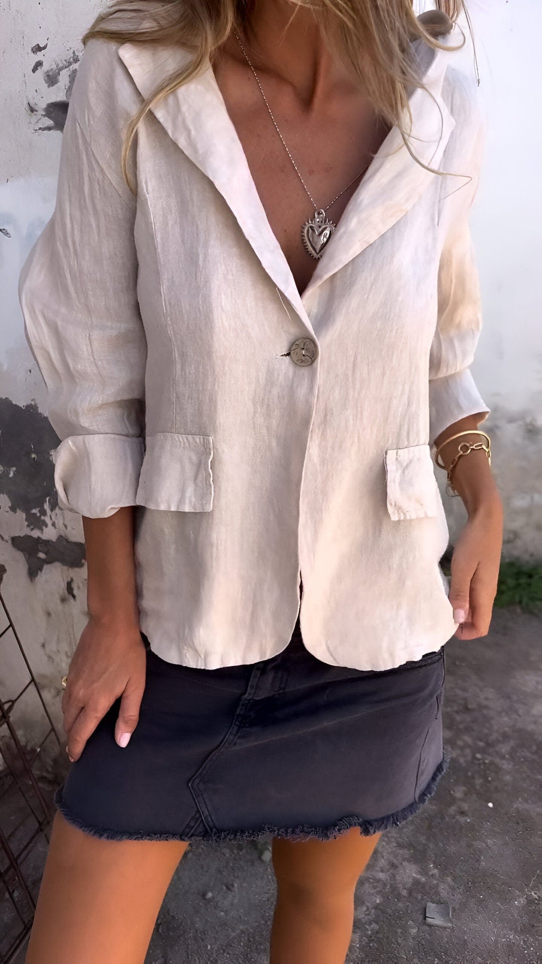 Ellie | Minimalistischer leichter Baumwoll-Leinen-Blazer für Damen