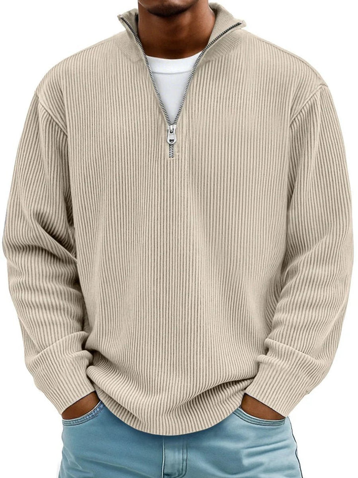 Simeon | Quarter-Zip Pullover Sweater for Men – Stylish Ribbed Design