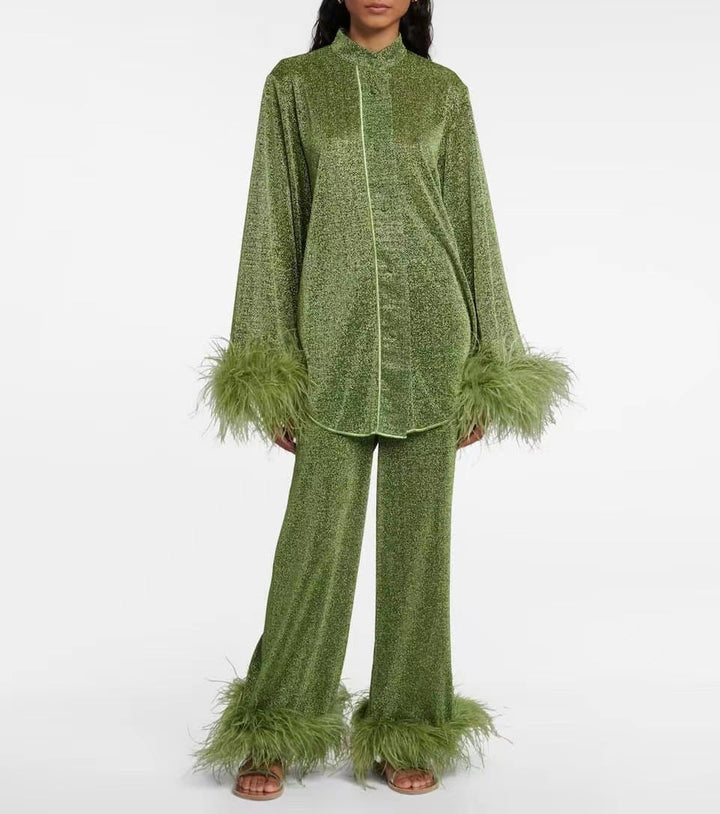 Colette | Completo elegante con pantaloni e capo a maniche lunghe con bottoni sul davanti