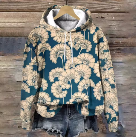 Emma | Floral Knit Hoodie for Women – Comfortable Autumn Style