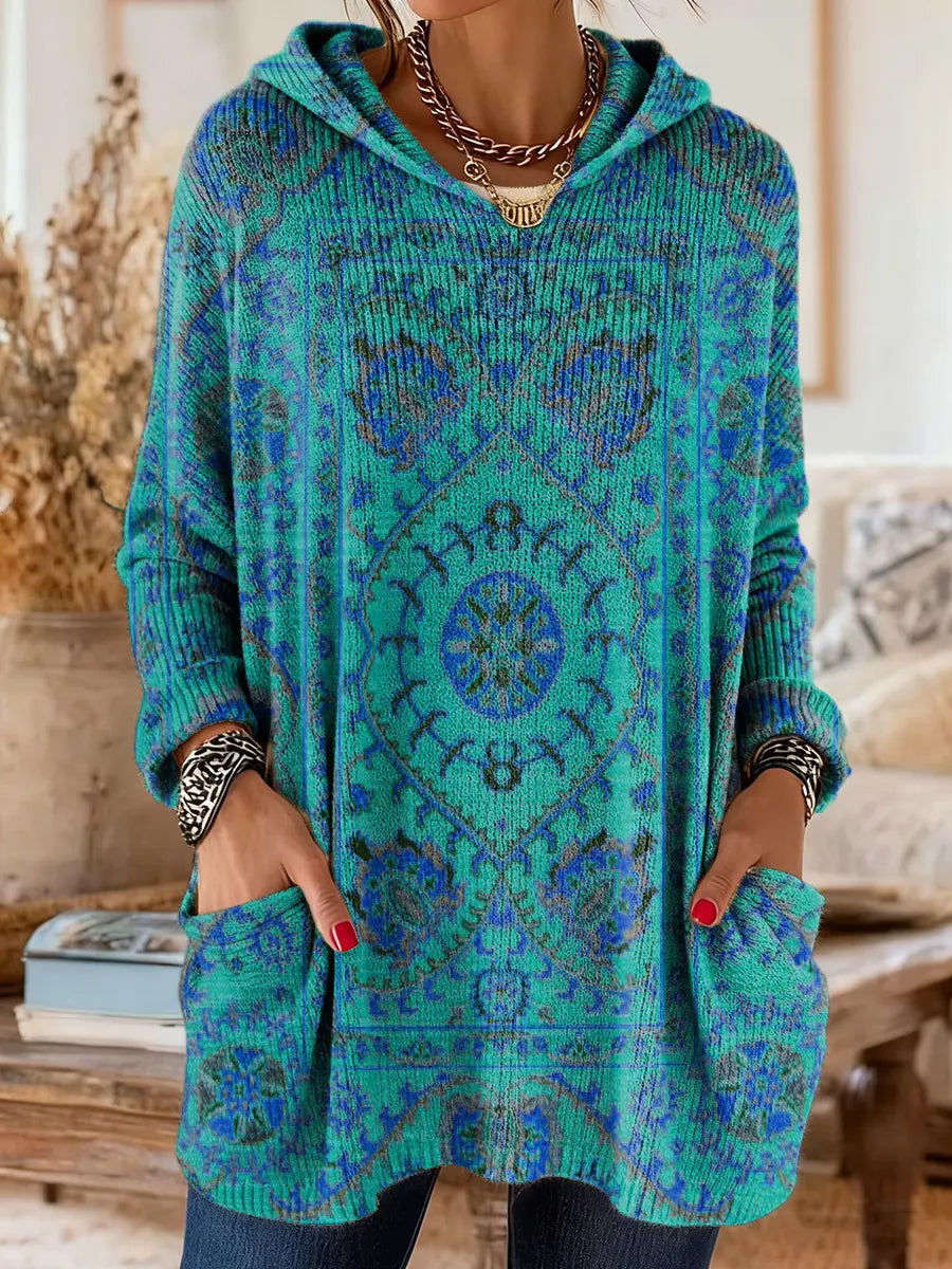 Vivante | Hooded Tunic – Vintage-Inspired Ethnic Print for Women