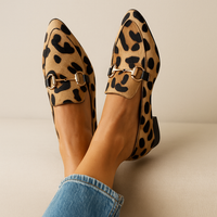Giselle | Spitze Damen-Loafer mit Animalprint zum Hineinschlüpfen