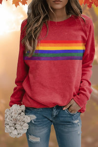 Elowen | Rainbow Striped Relaxed-Fit Crew-Neck Sweater