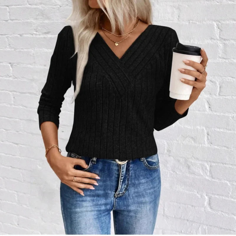 Elara | Eleganter Damenpullover mit strukturierter Streifenoptik