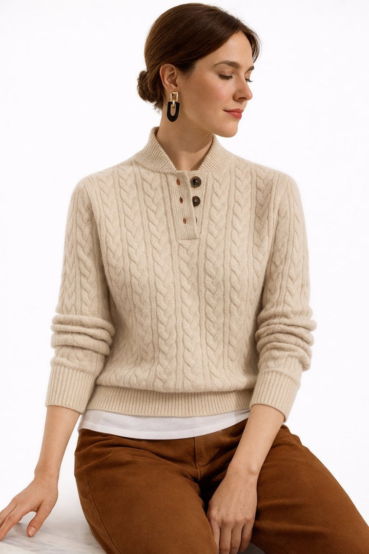 Elisabeth | Cable Knit Sweater – Stylish Roll Neck for Women