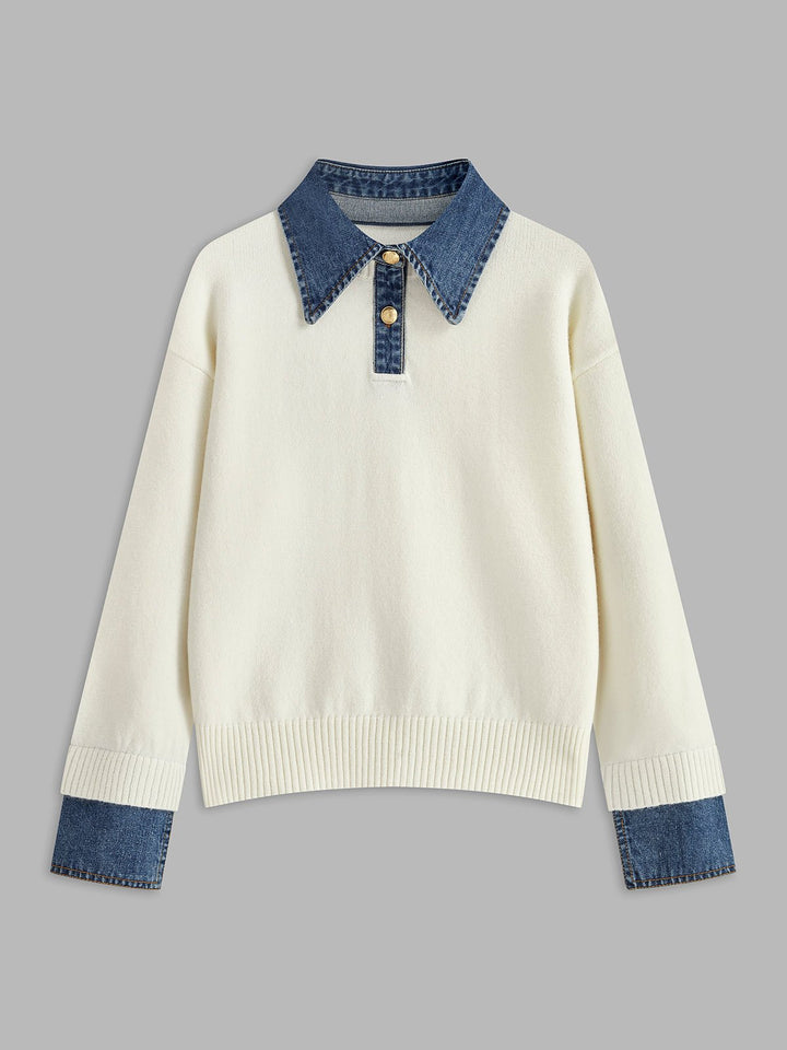 Camille | Strick-Poloshirt mit Jeanskragen