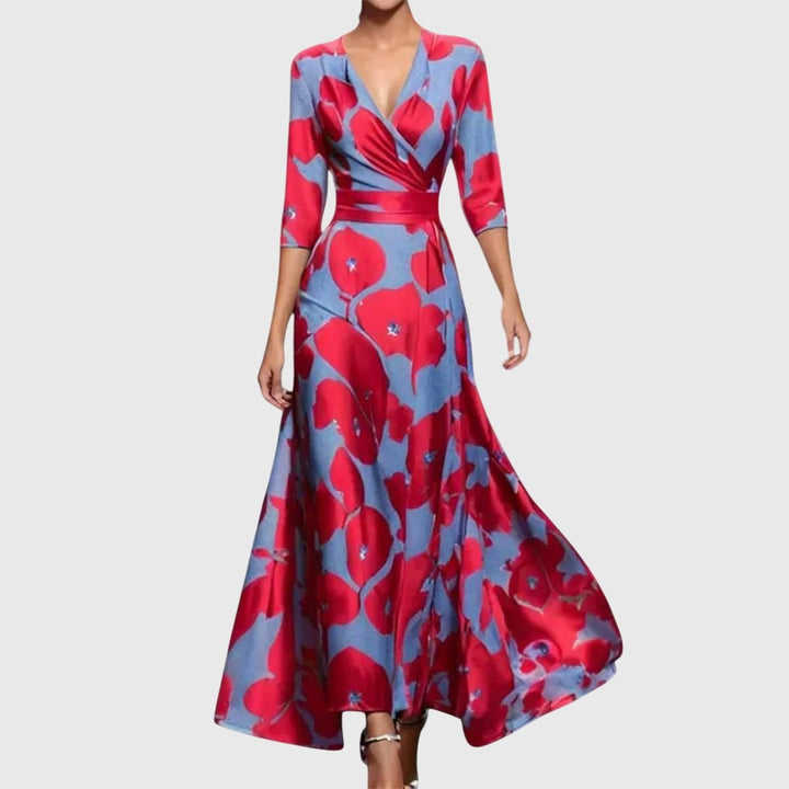 Elowen | Women's Floral 3/4 Sleeve Maxi Wrap Dress