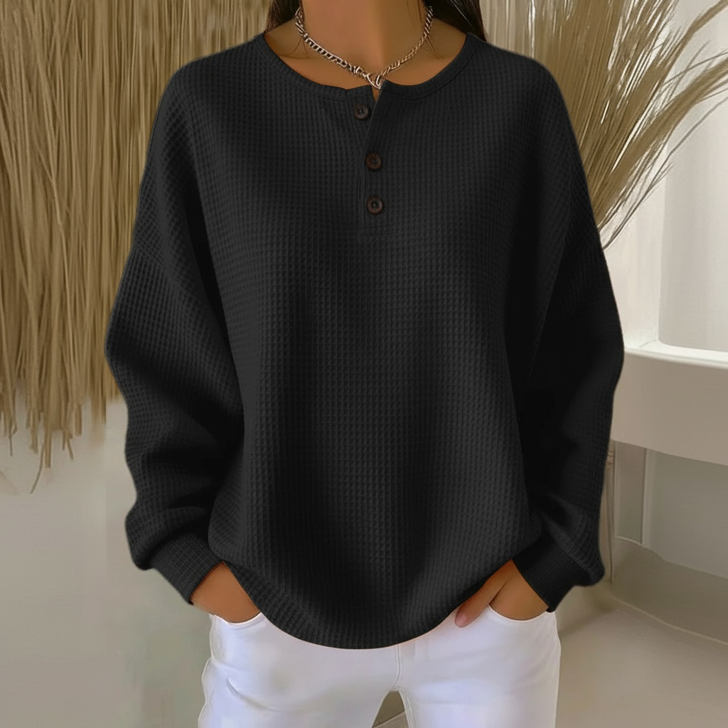 Aloura | Locker geschnittener Pullover aus strukturiertem Waffelstrick