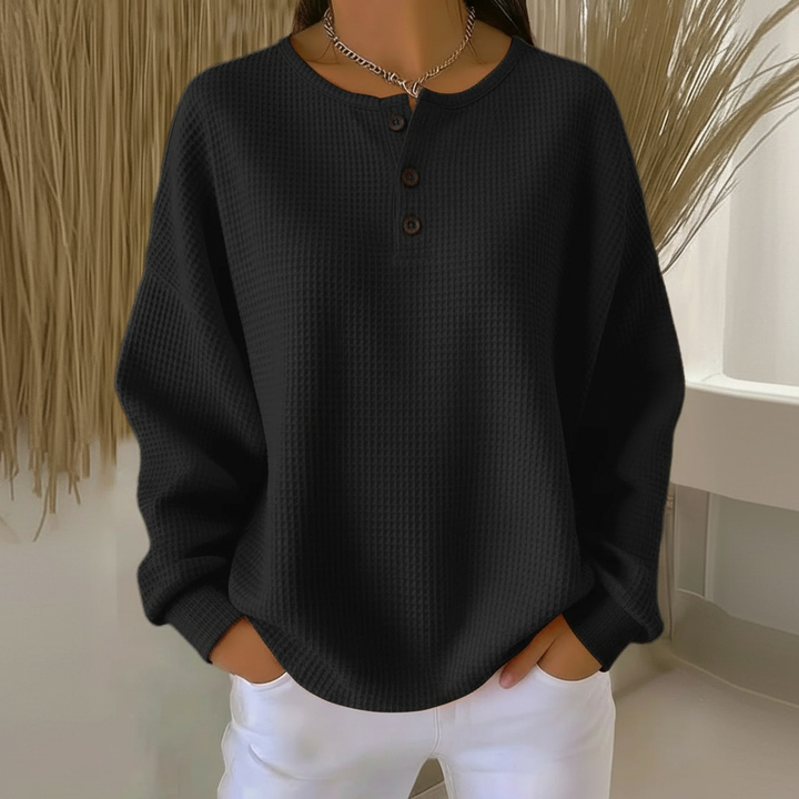 Aloura | Locker geschnittener Pullover aus strukturiertem Waffelstrick