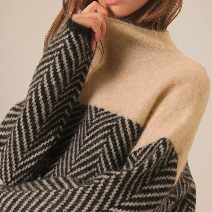 Seraphina | Maglione a collo alto in maglia chevron