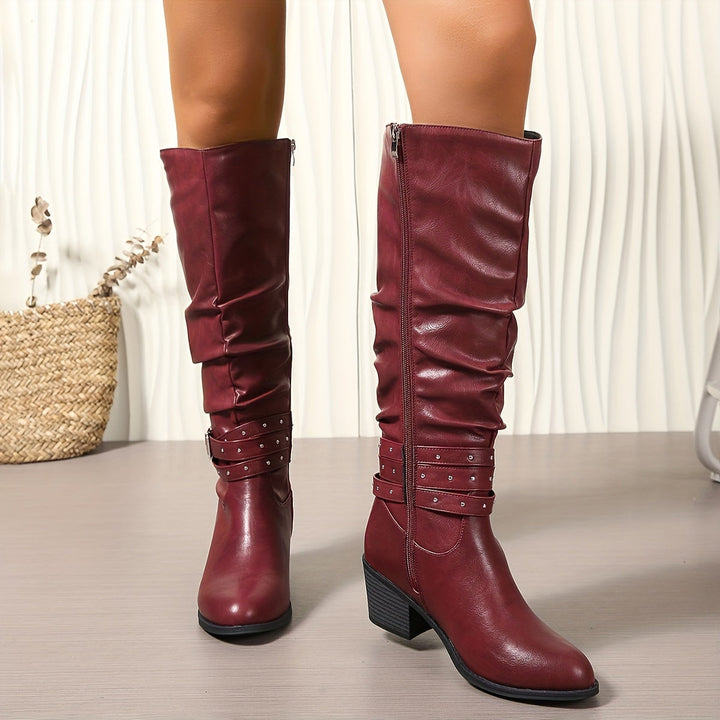 Velmira | Lässige Slouchy-Stiefel für Damen mit knöchelhohem Schaft und Blockabsatz