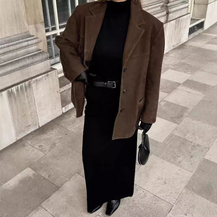 Seraphina | Blazer classico in pelle scamosciata dallo stile intramontabile