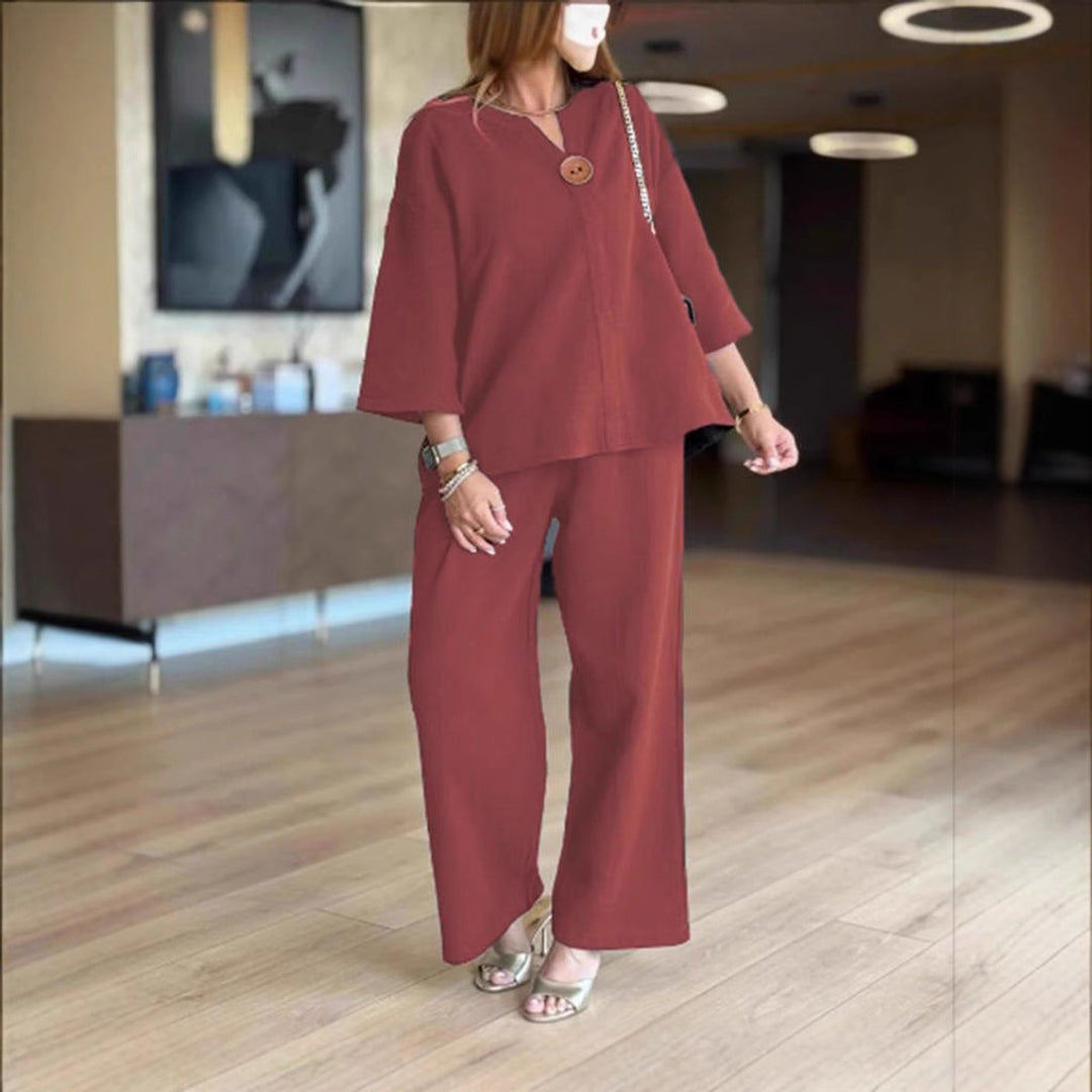Linara | Set aus legerer Tunika mit 3/4-Ärmeln und Hose mit weitem Bein