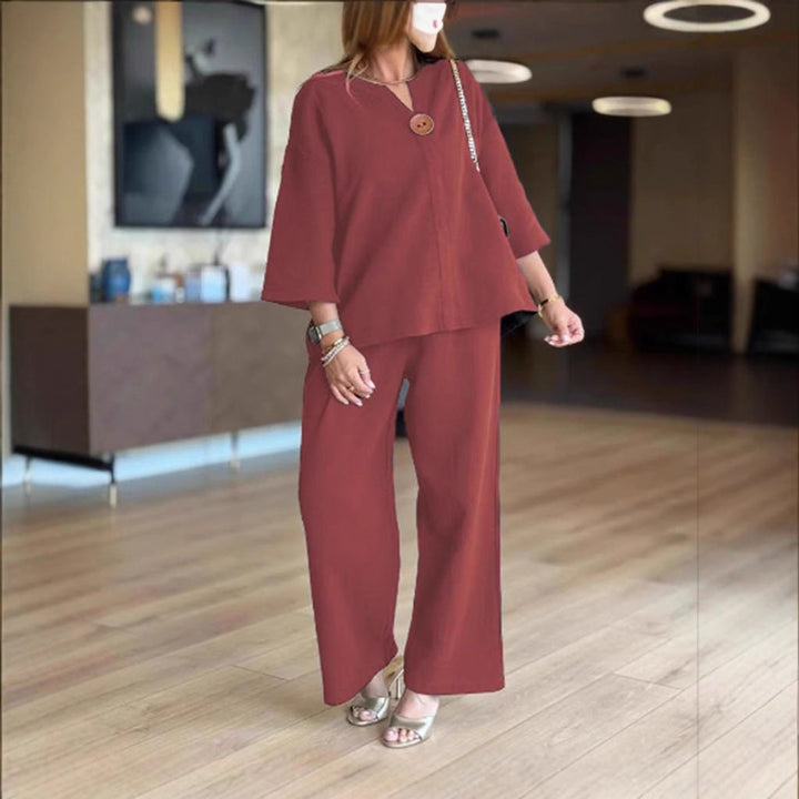 Linara | Set aus legerer Tunika mit 3/4-Ärmeln und Hose mit weitem Bein