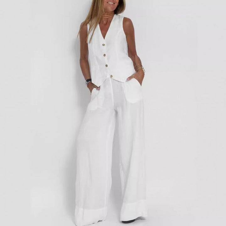 Eliana | Linen Button Detail Vest