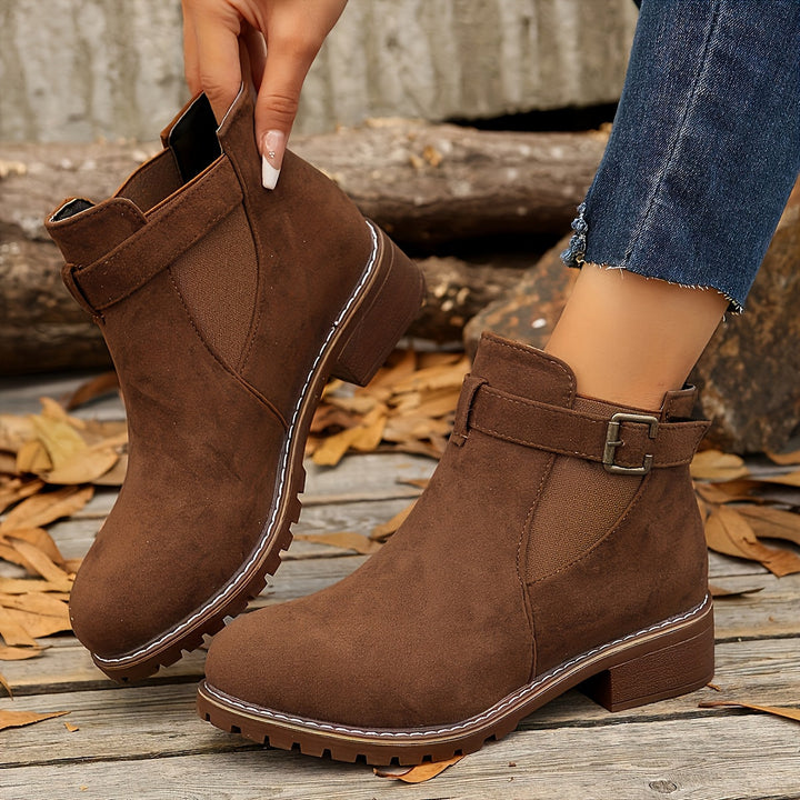 Evelina | Schicke Chelsea-Stiefeletten mit Schnallenriemen für Damen