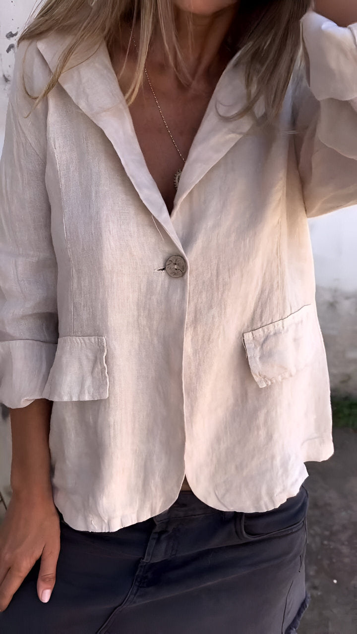 Ellie | Minimalistischer leichter Baumwoll-Leinen-Blazer für Damen