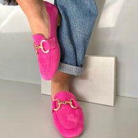 Valerie | Elegante Damen-Loafer aus Veloursleder mit goldenen Beschlägen