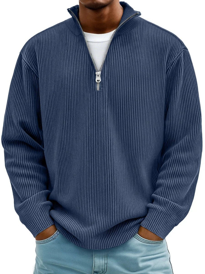 Simeon | Quarter-Zip Pullover Sweater for Men – Stylish Ribbed Design