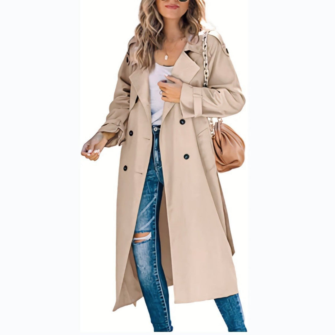 Astrid | Eleganter Oversize-Trenchcoat für Damen mit zweireihigem Verschluss