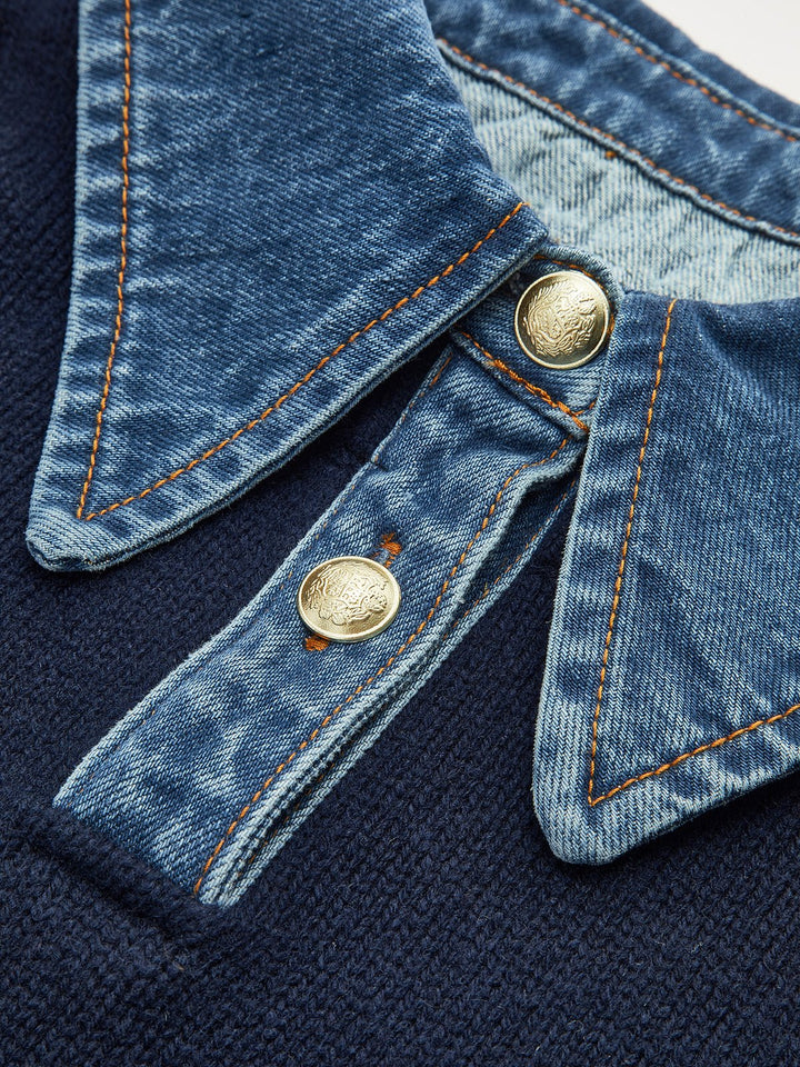 Camille | Strick-Poloshirt mit Jeanskragen