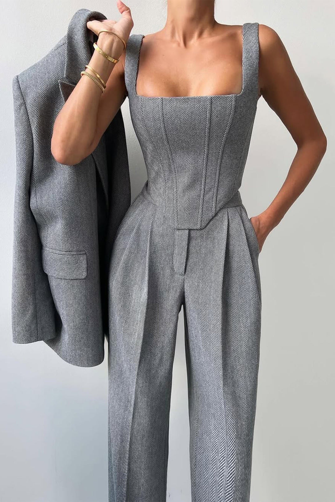 Milan | Elegantes 3-teiliges Damenblazer-Set mit zweireihiger Knopfleiste