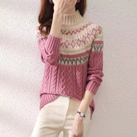Ute | Women's Nordic Pattern High Collar Knit Sweater