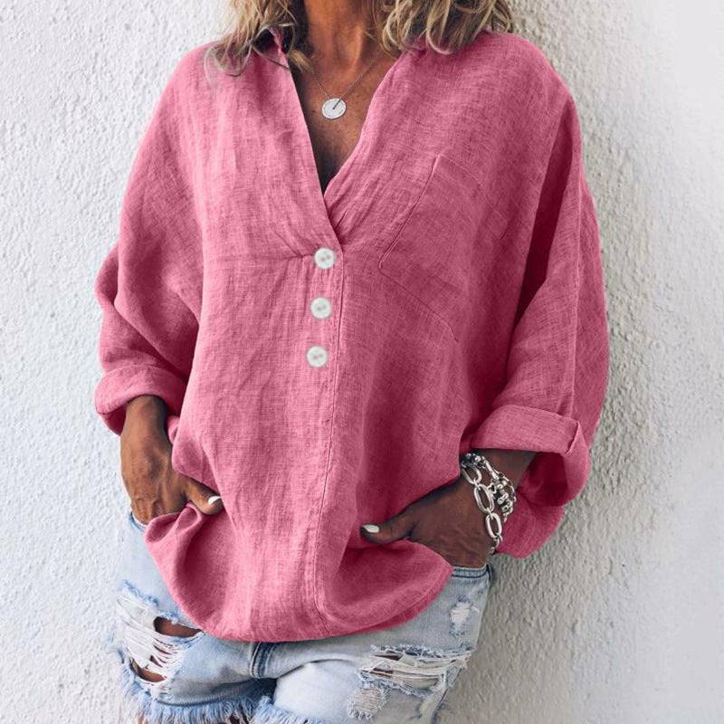 Luna | Linen Blend Pullover with Stylish Button Detailing
