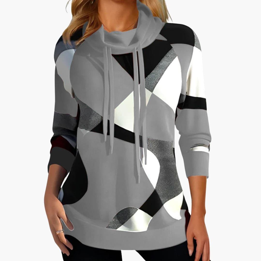 Vera | Cowl Neck Hoodie – Trendy Color Block Design for Women