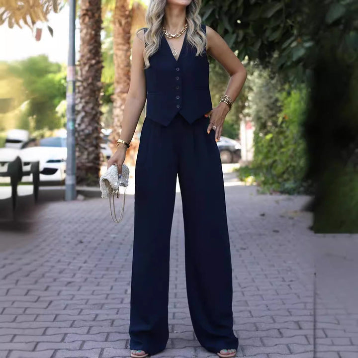 Seraphine | Completo elegante a due pezzi senza maniche con scollo a V