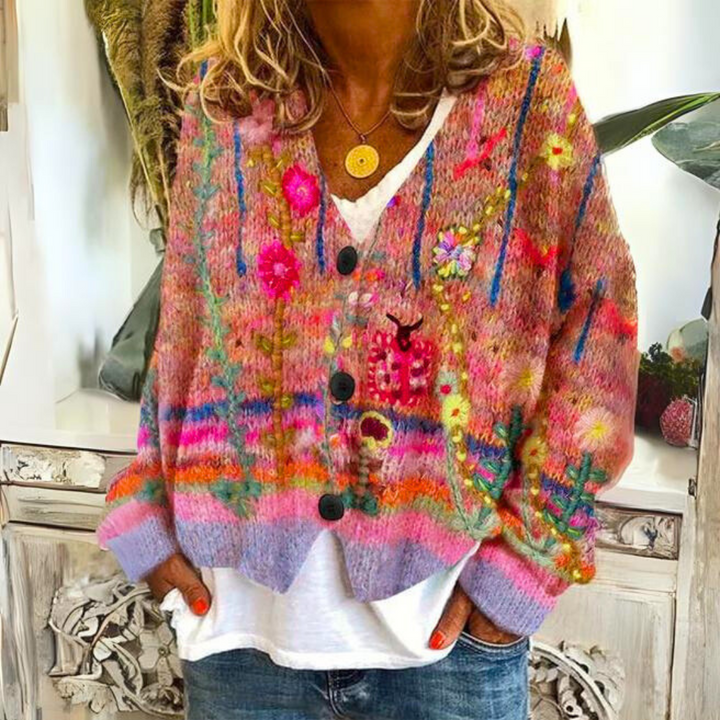 Carmine | Colorful Knit Sweater – Unique Bohemian Style for Women