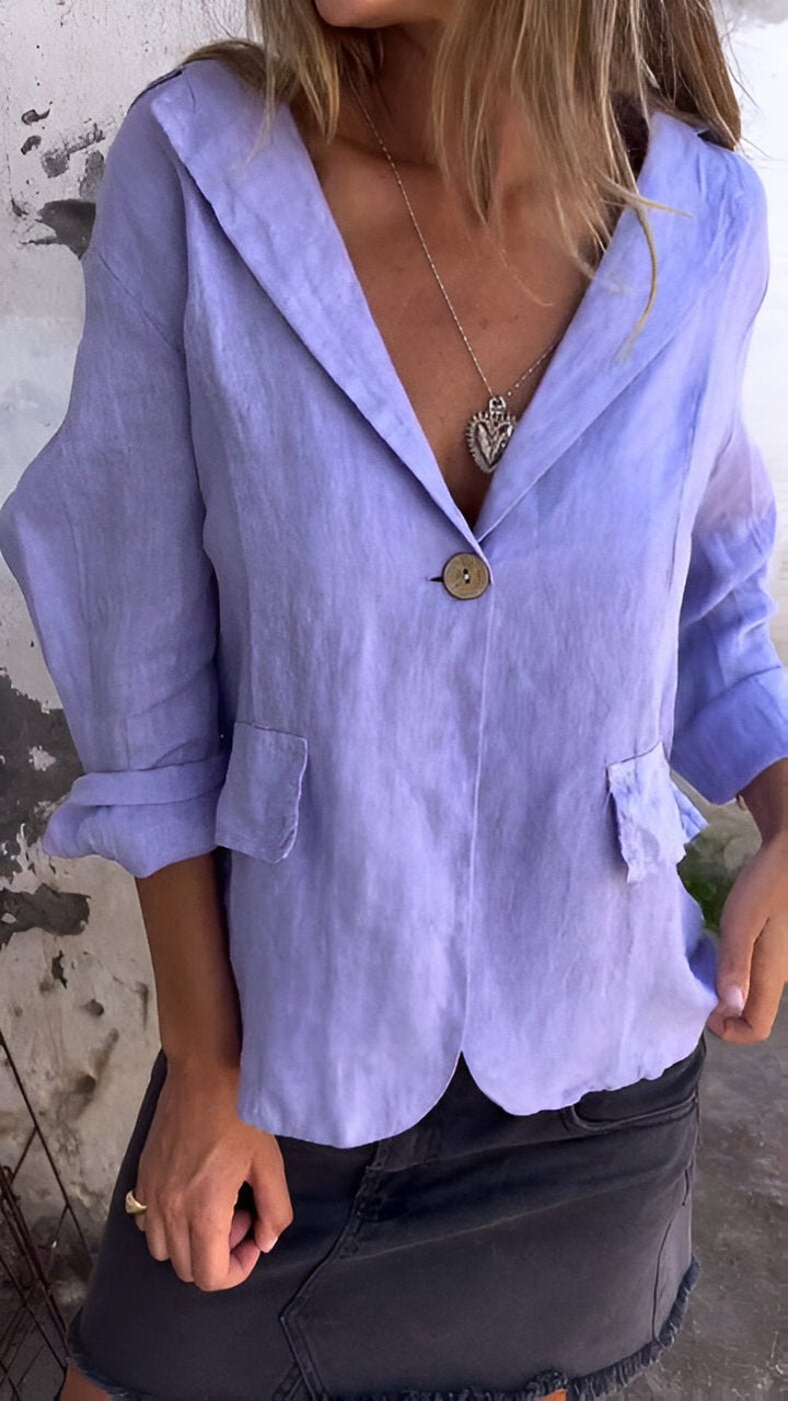 Ellie | Minimalistischer leichter Baumwoll-Leinen-Blazer für Damen